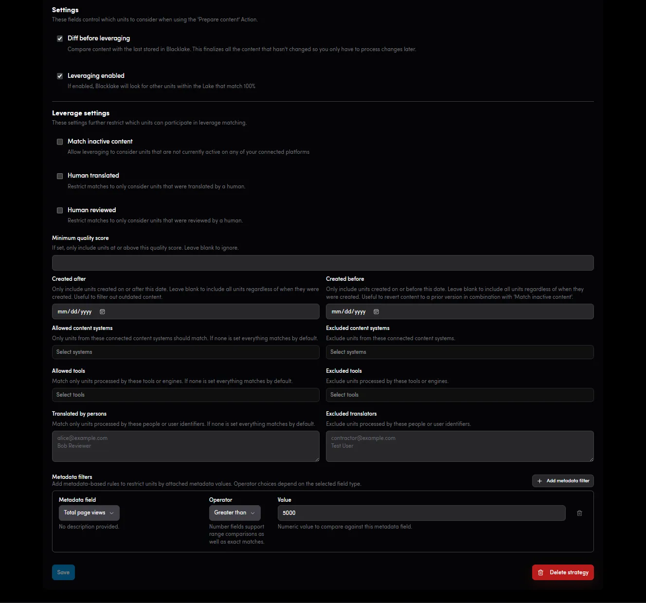 Strategies editor